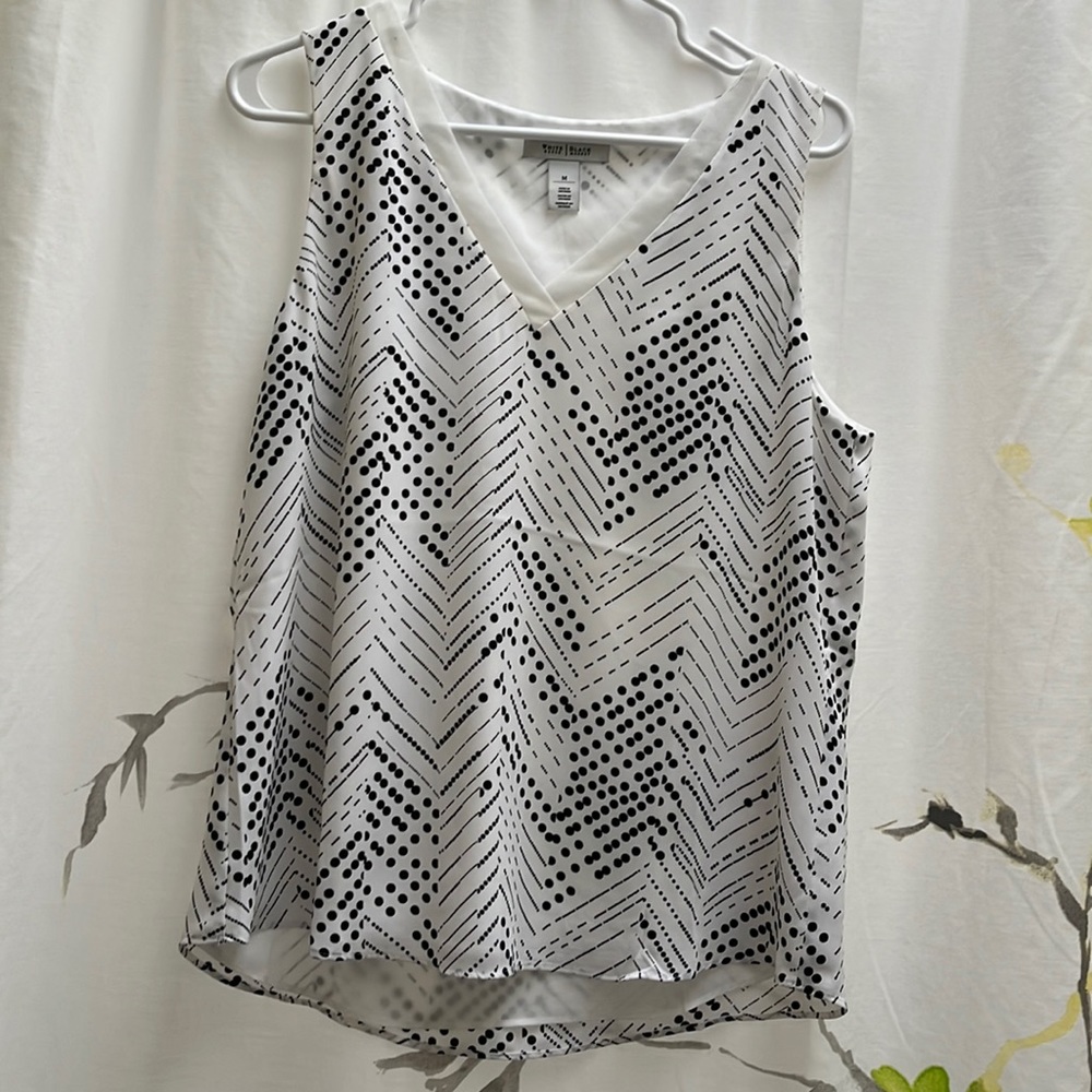 Dressy shell from White House, Black market off white with black polkadots
